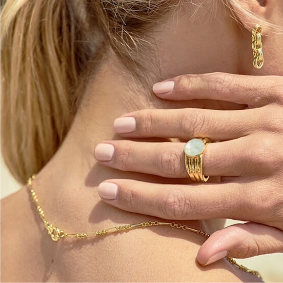 Gorjana Jewelry - Gorjana Power Gemstone Reed Aquamarine Ring 9 New